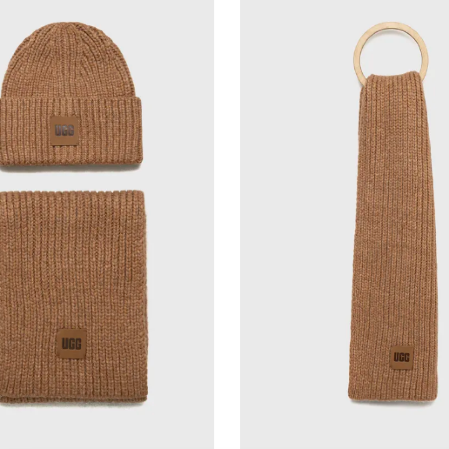 UGG căciulă și eșarfă din amestec de lână