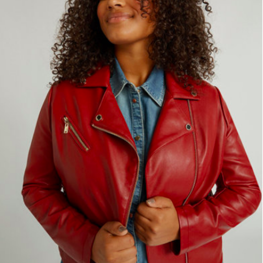 Jachetă de piele ecologică cu fermoar