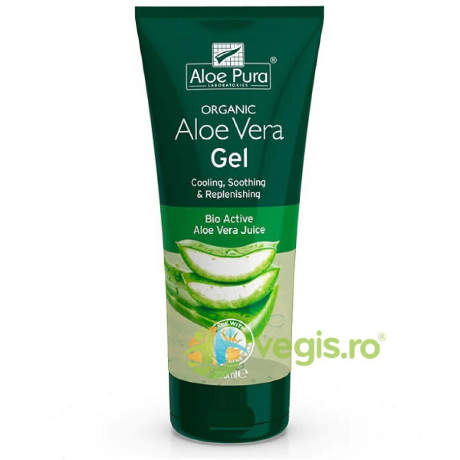 Gel Cu Aloe Vera 99.9%, în recipient de 200 ml, de la OPTIMA. Hrănește, calmează și poate ajuta la refacerea pielii uscate și cu probleme. Poate fi aplicat și pe vergeturi, cicatrici și pe piele uscată sau expusă la soare