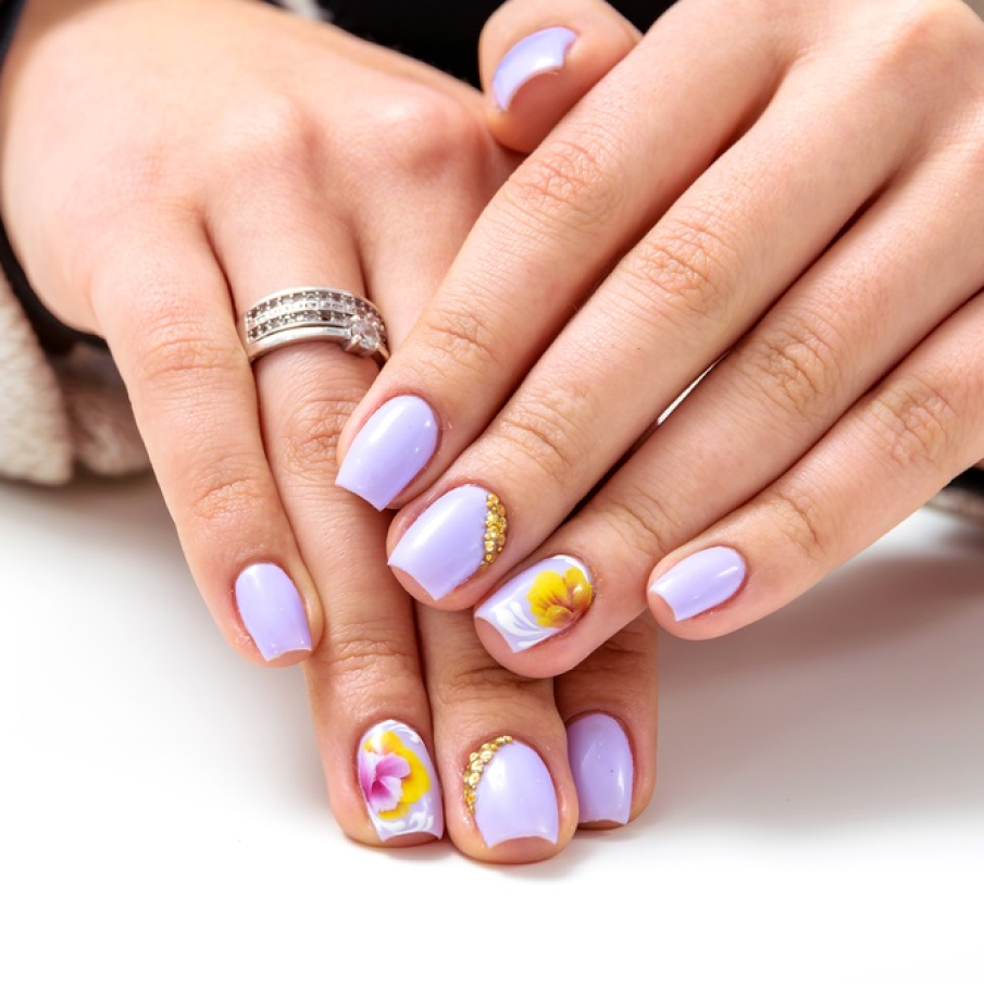 Lila pal cu explozie de galben si parfum de floare 