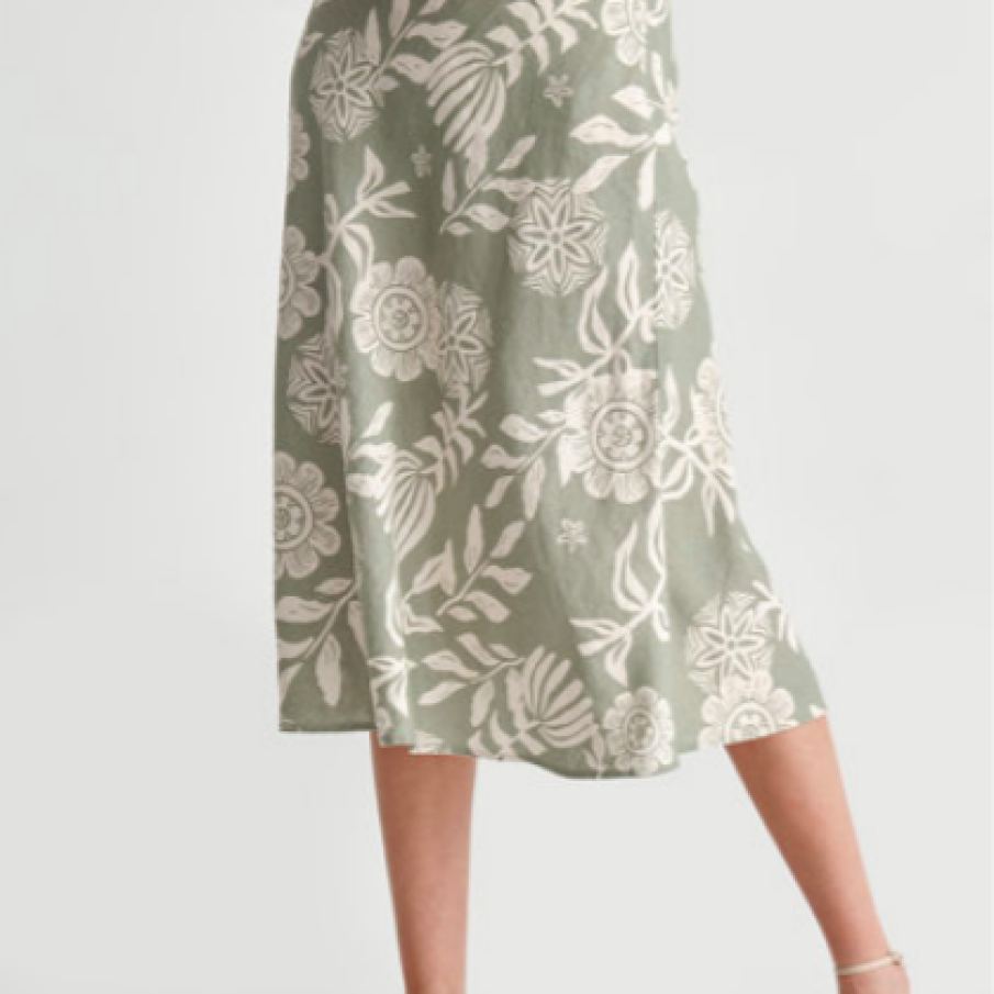 Tatuum Fustă de in cu model floral Subira