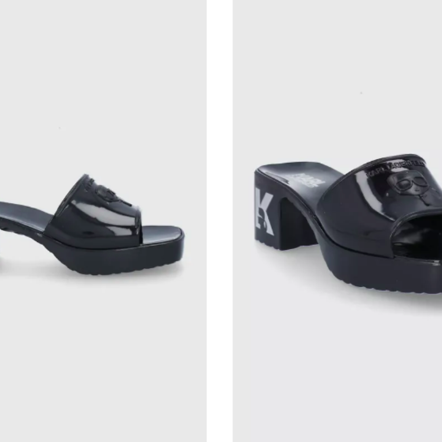 Jelly Blok Heel femei, culoarea negru, cu toc drept