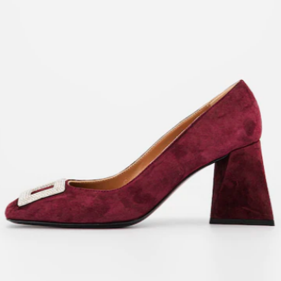 Pollini Pantofi din piele întoarsă cu aplicații cu ștrasuri