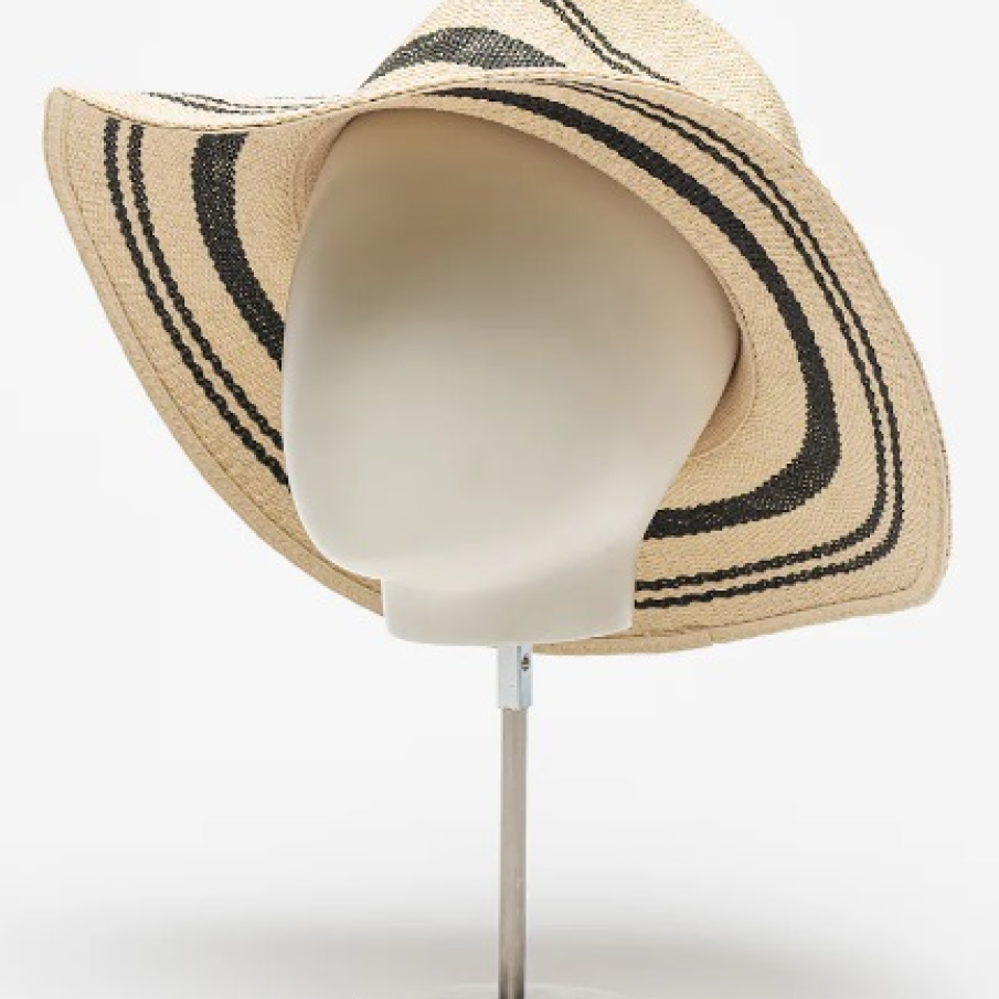 Pălărie din paie de hârtie Barts, cu model în dungi negre pentru un look deosebit 