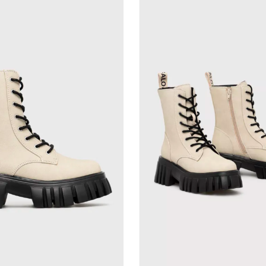 Buffalo Bocanci femei, culoarea bej, cu platformă, izolare ușoară