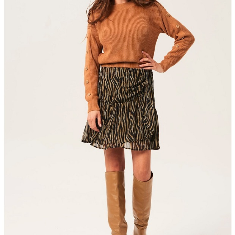 Fustă scurtă Garcia, ușor evazată, având model cu animal print 