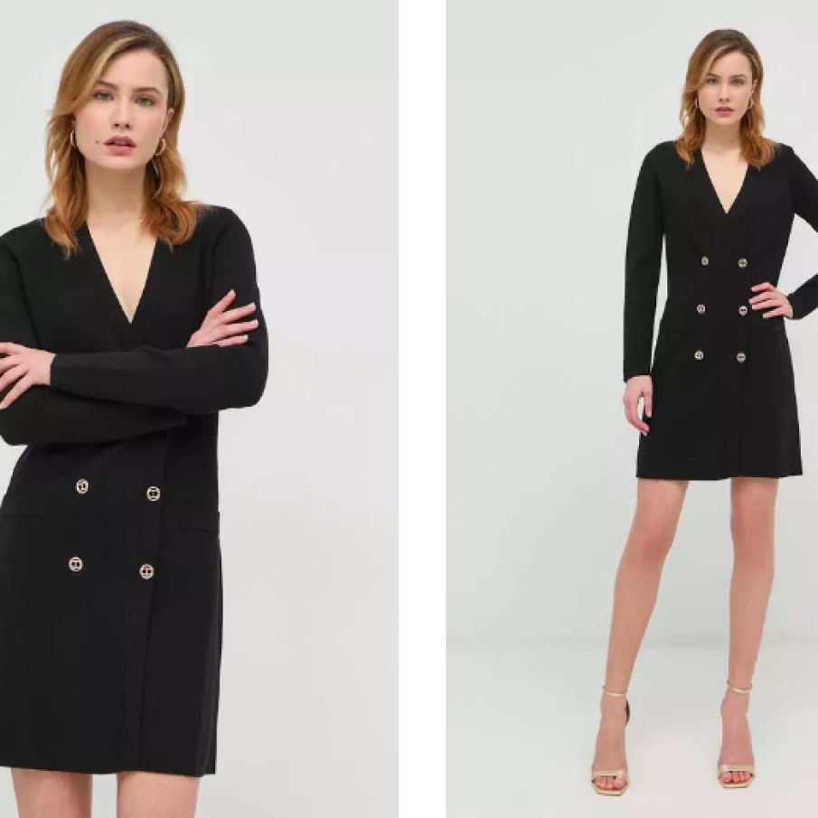 Twinset rochie culoarea negru, mini, drept