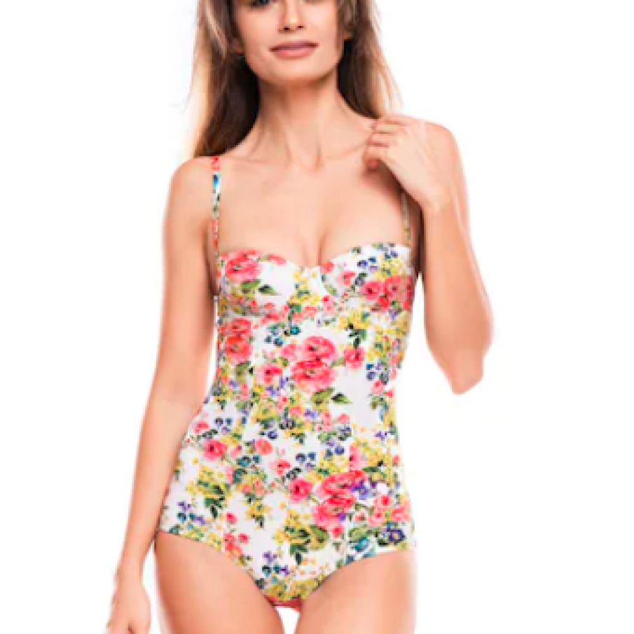 Costum de baie întreg, cu imprimeu floral colorat, Dolce & Gabbana, multicolor