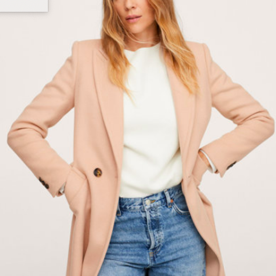 Palton din amestec de lână cu buzunare oblice