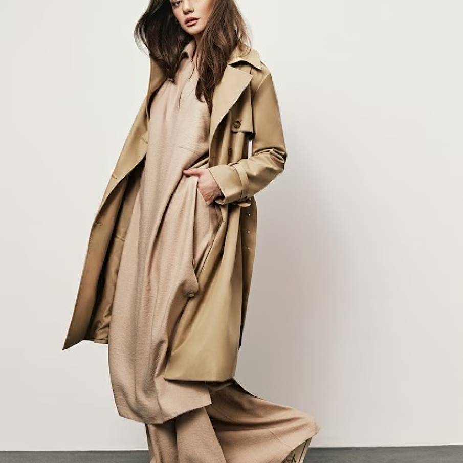 Trenci casual elegant din amestec de bumbac by my Geisha, în nuanță de maro camel 