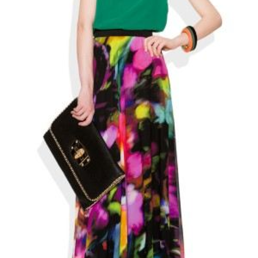 Fusta cu print floral pictural