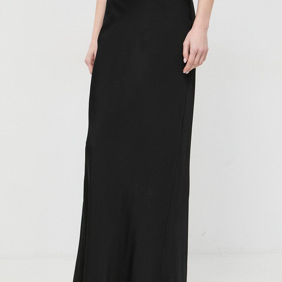 Fustă tip creion Patrizia Pepe, simplă, neagră, până în pământ. Poate fi purtată cu o pereche de încălțăminte cu platformă