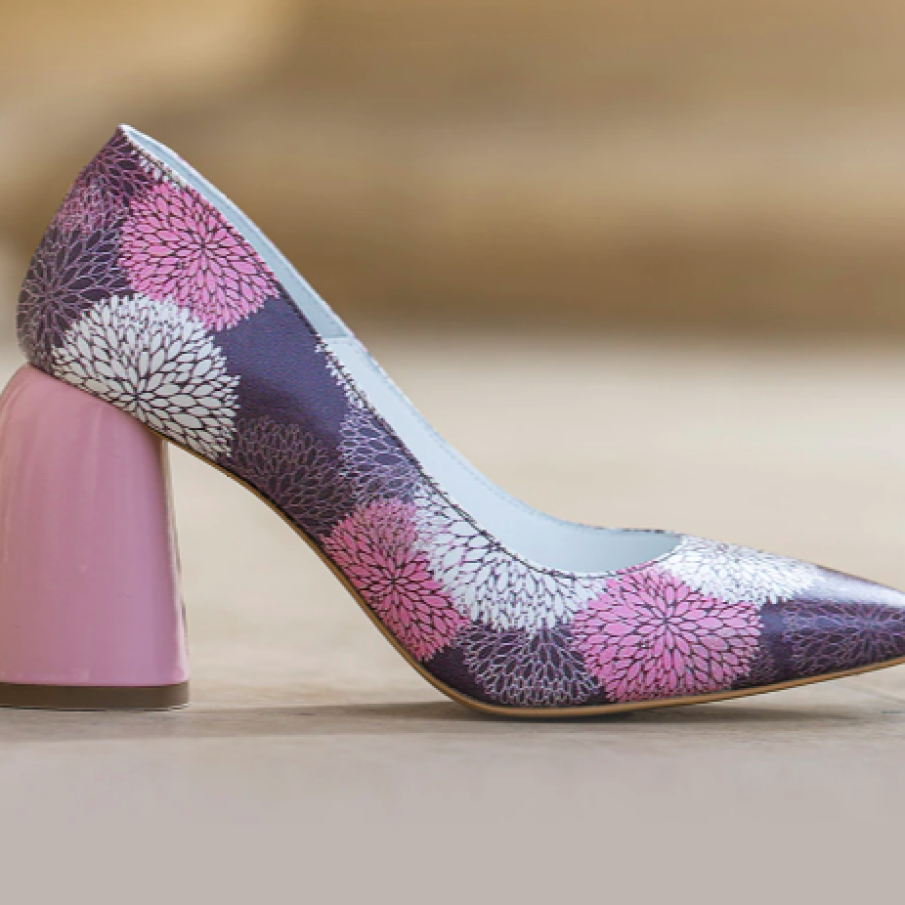 CONDUR by alexandru, Pantofi de piele cu toc masiv, Roz/Bleumarin, 40