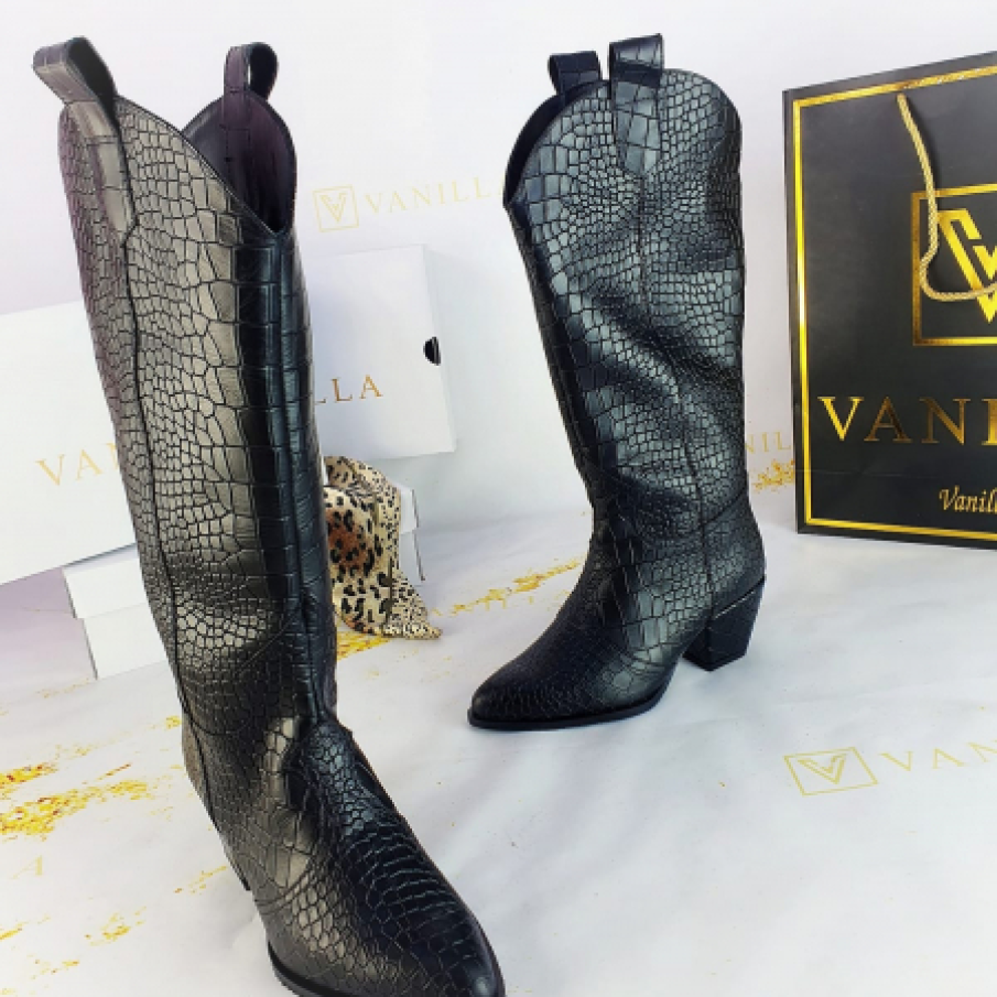 Ciocate Aruba Croco Black piele naturala