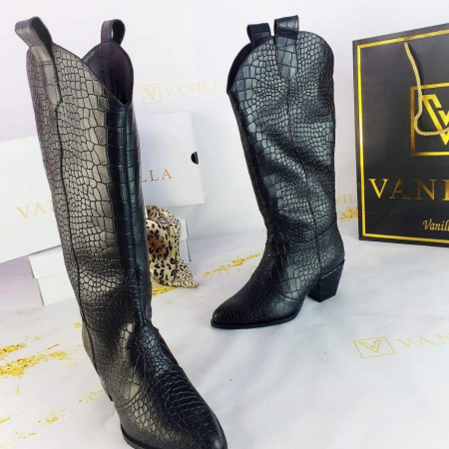 Ciocate Aruba Croco Black piele naturala