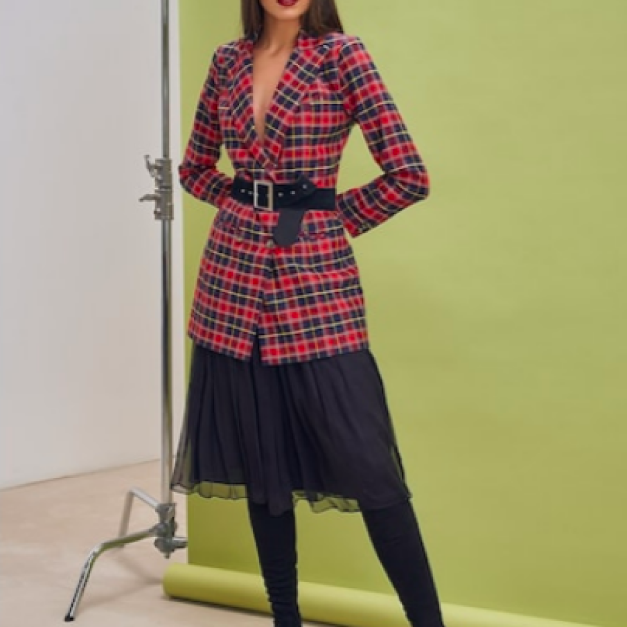 AVENUE No.29 Sacou cambrat din amestec de lână cu revere decupate