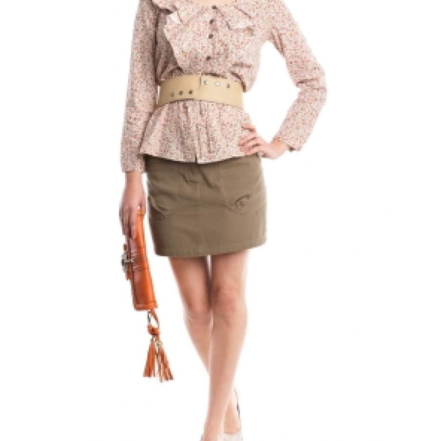 Bluza cu imprimeu floral minuscul rosu/ galben