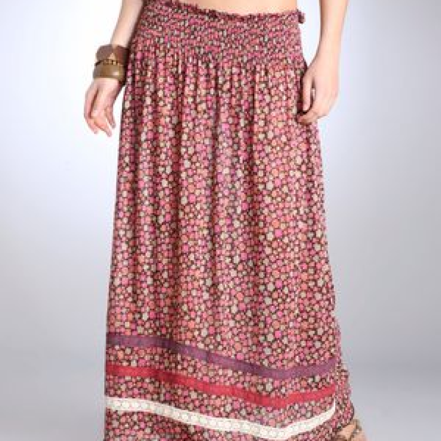 Fusta lunga cu imprimeu rustic