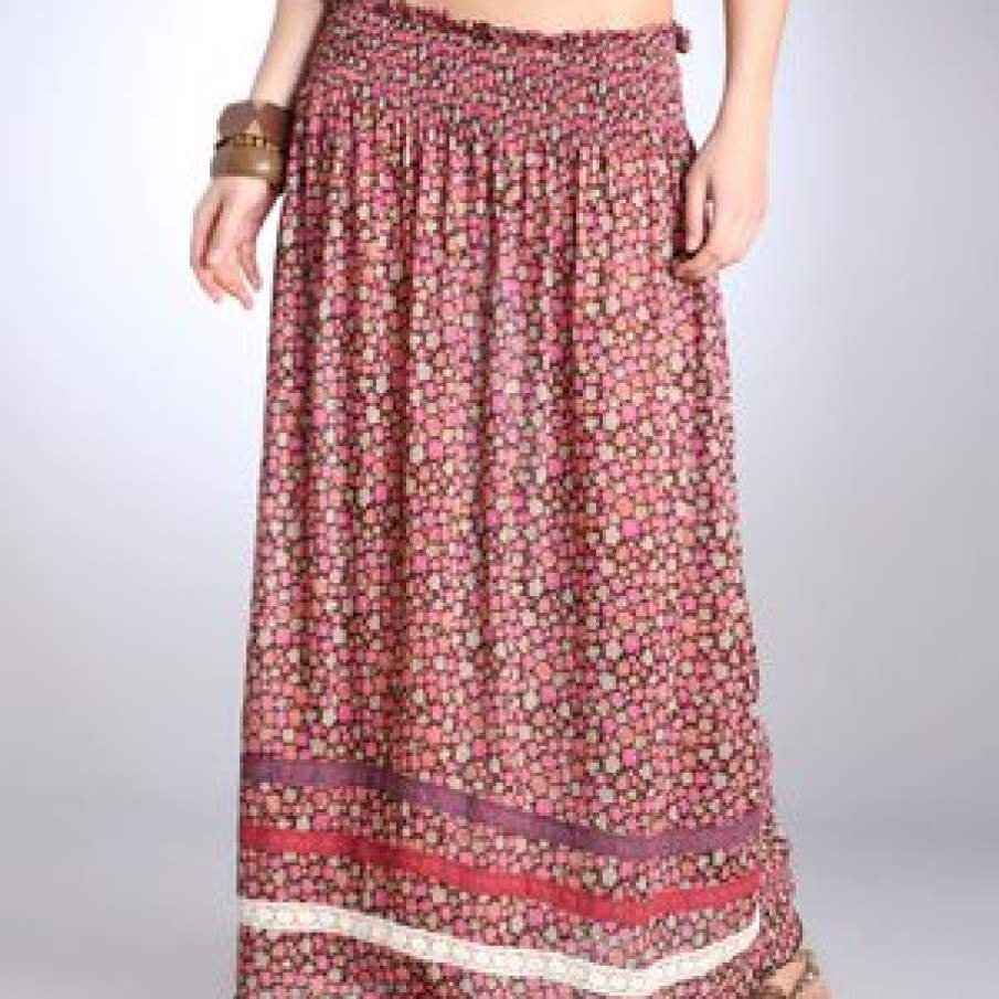 Fusta lunga cu imprimeu rustic