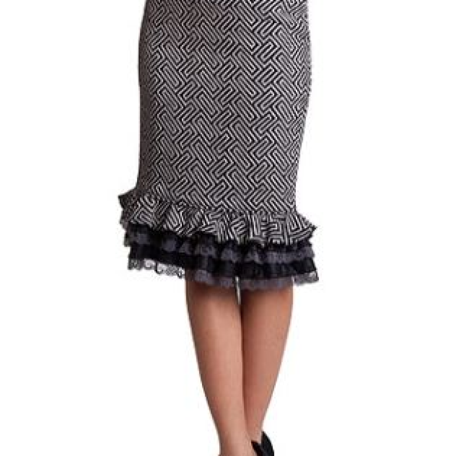 Fusta din lana cu volanase si talie inalta