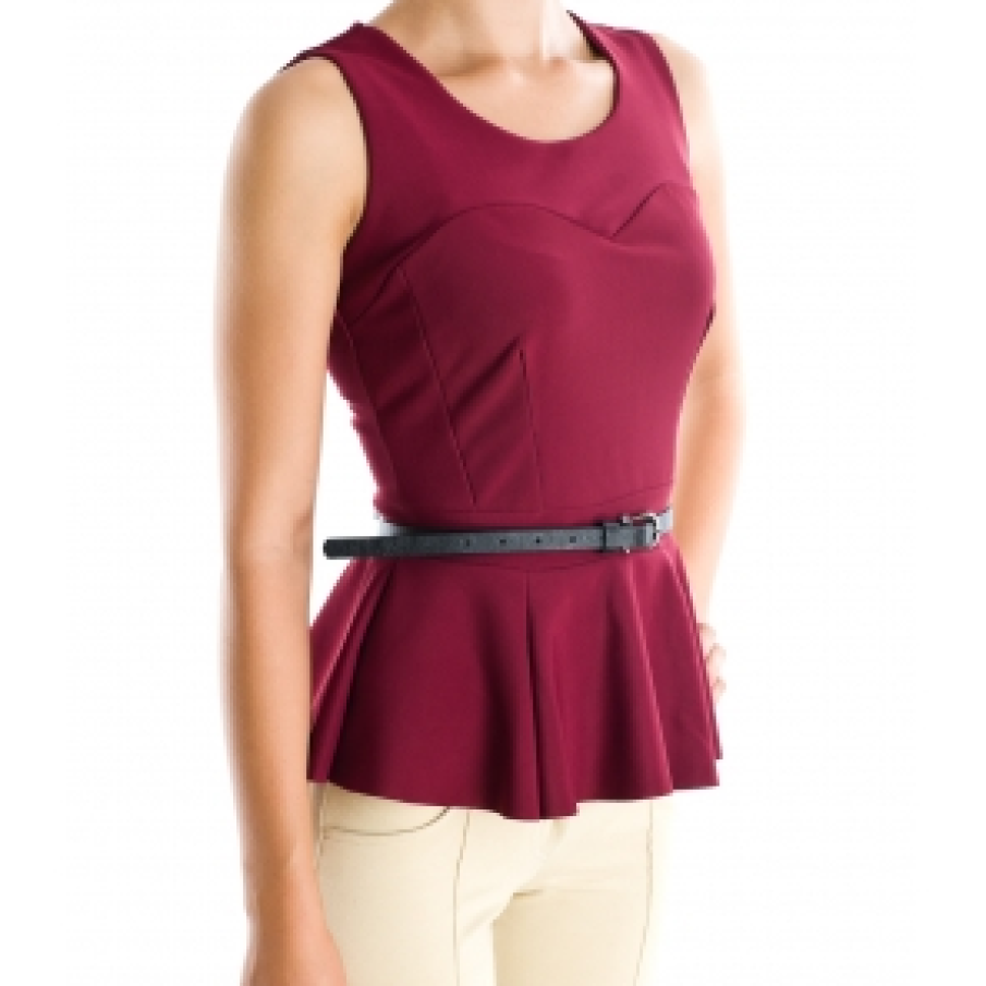 Top cu peplum visiniu