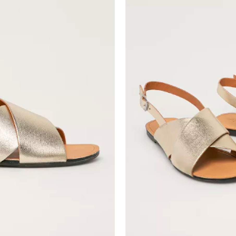 Vagabond - Sandale aurii din piele naturală cu talpă joasă