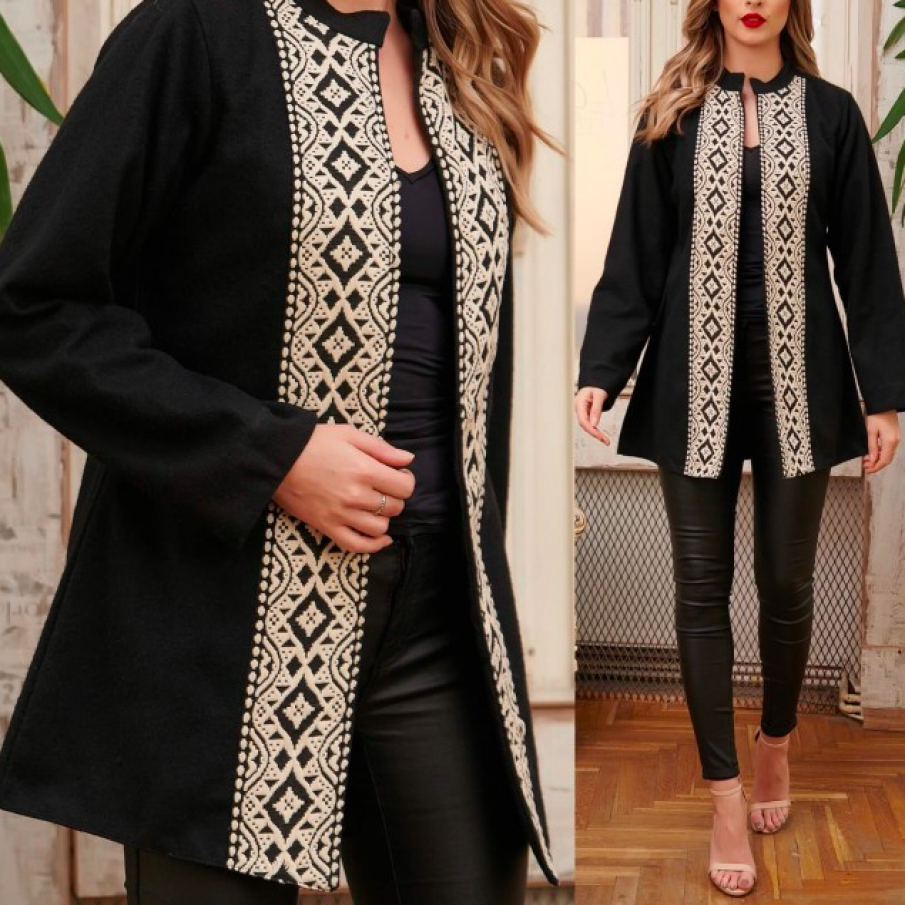 Pardesiu din stofă cu broderie tradițională