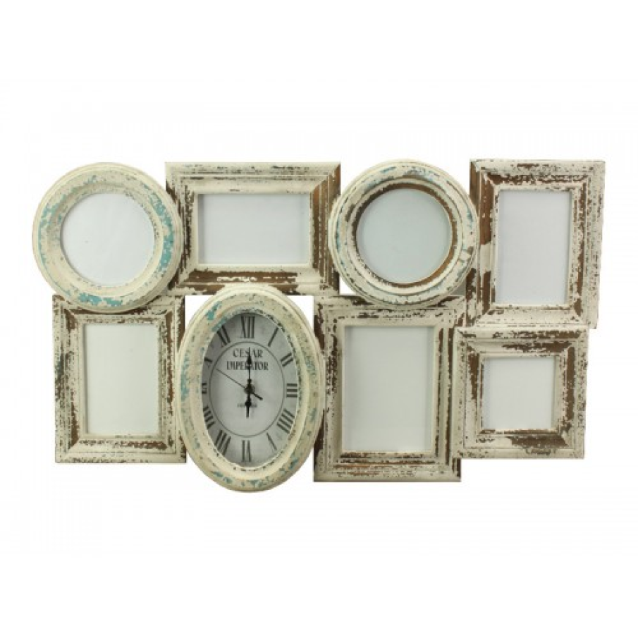 Rama foto multipla vintage cu ceas 41x70 cm.