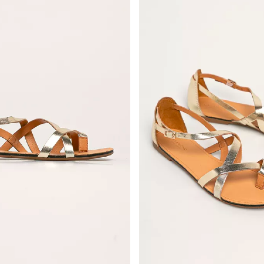 Vagabond - sandale aurii din piele, model roman