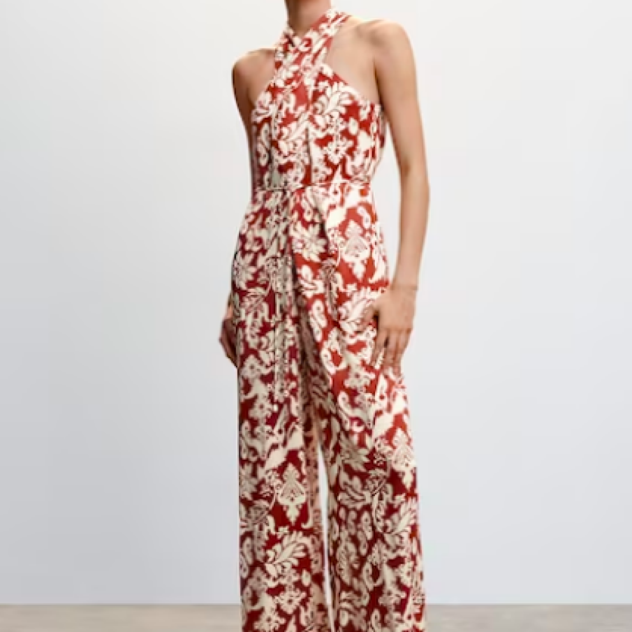 Mango Salopetă cu imprimeu și decolteu drapat Nurio