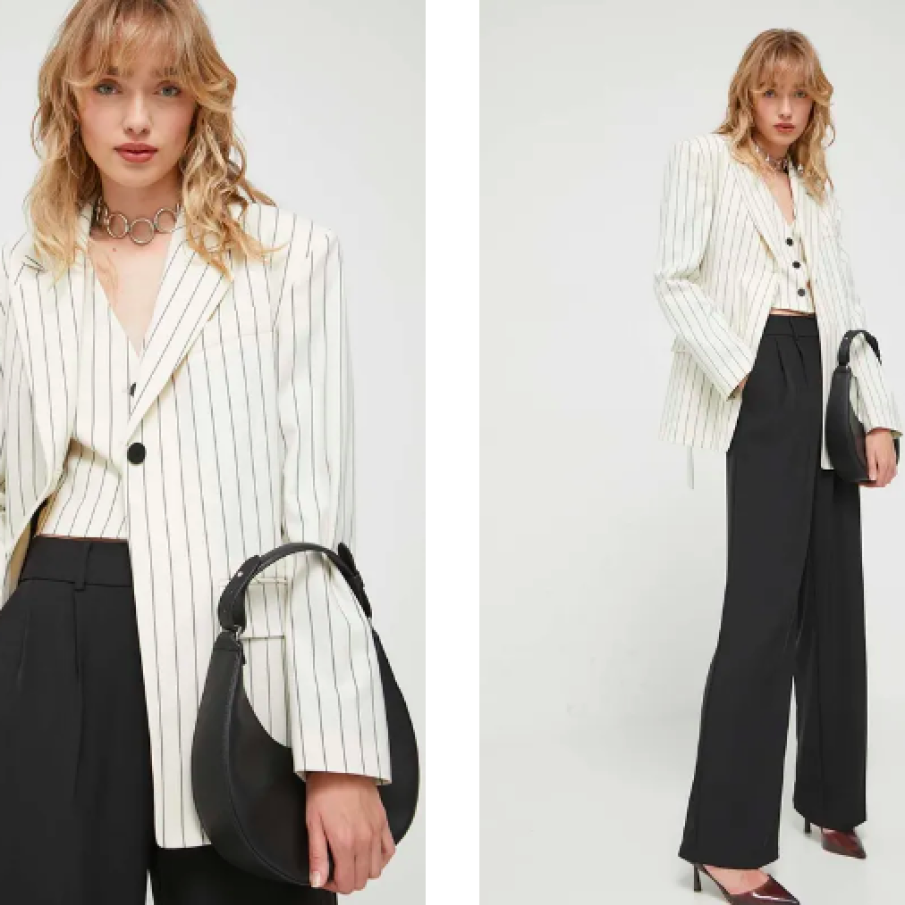 HUGO sacou din lână culoarea bej, un singur rând de nasturi, modelator