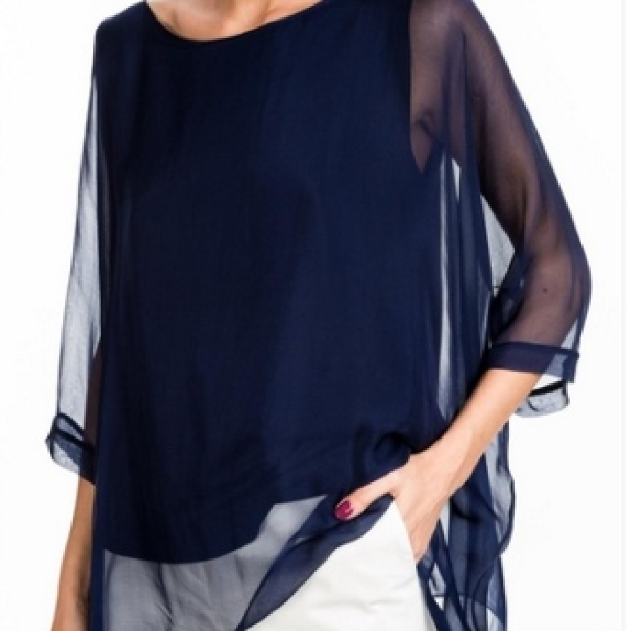 Bluza asimetrica, cu aspect diafan 