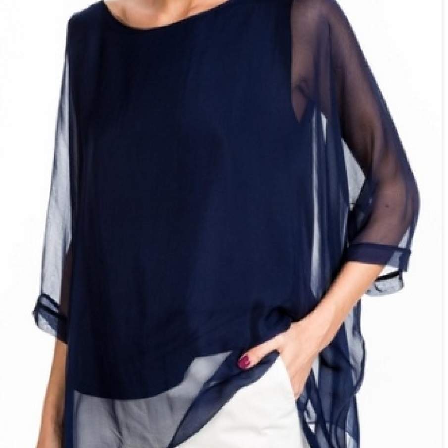Bluza asimetrica, cu aspect diafan 