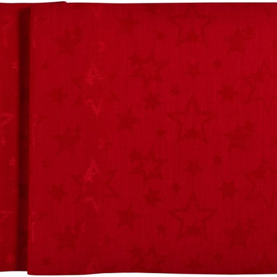 Față de masă Sander Jacquards Cosmo, în nuanță de roșu intens, cu un imprimeu subtil de steluțe