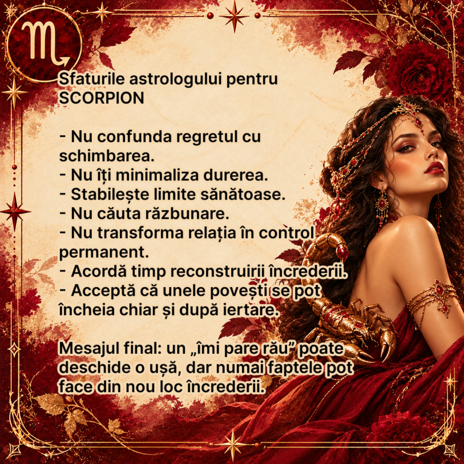 SCORPIONUL poate IERTA, dar ceva în sufletul lui MOARE pentru totdeauna! Rana pe care niciun „ÎMI PARE RĂU” nu o poate vindeca