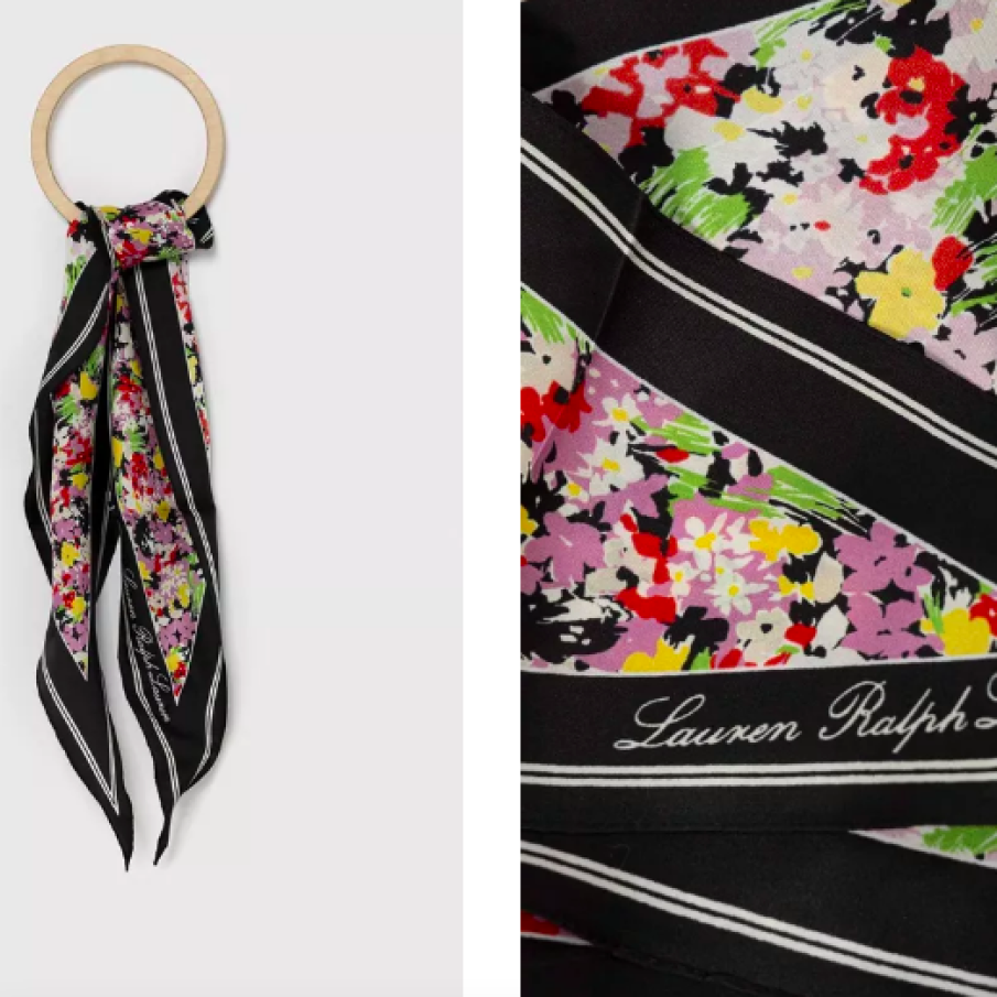 Lauren Ralph Lauren eșarfă de matase culoarea negru, modelator