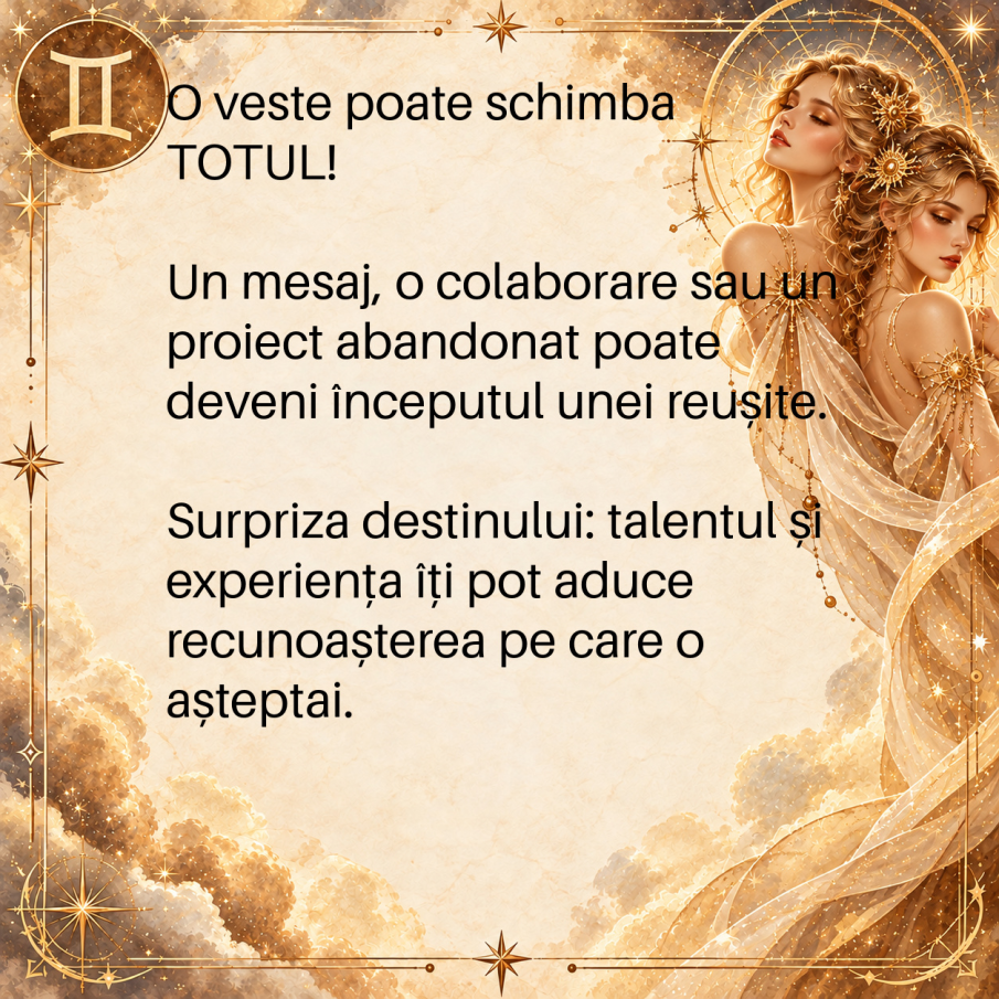 Zodia GEMENI intră într-un nou capitol al destinului! O DECIZIE neașteptată le poate aduce iubire, bani și libertate