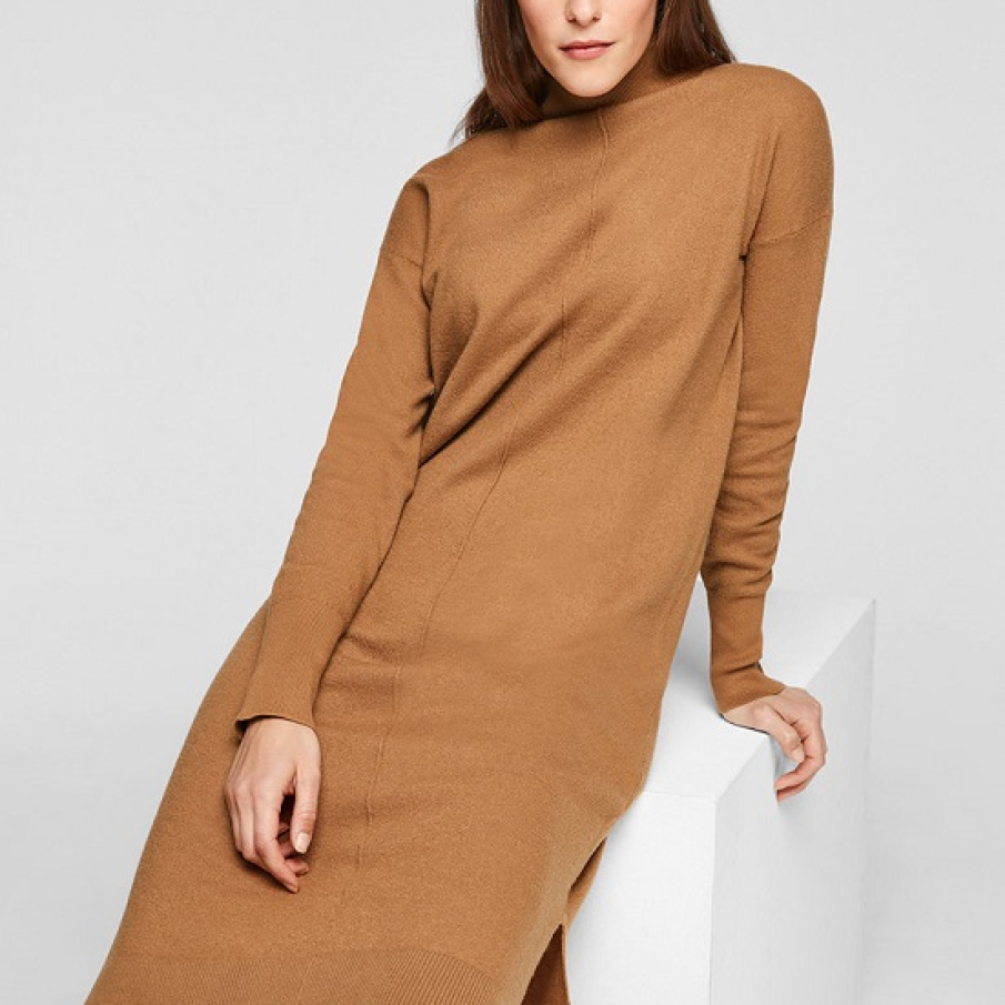 Rochie  s.Oliver cafenie și călduroasă, de inspirație minimalistă 