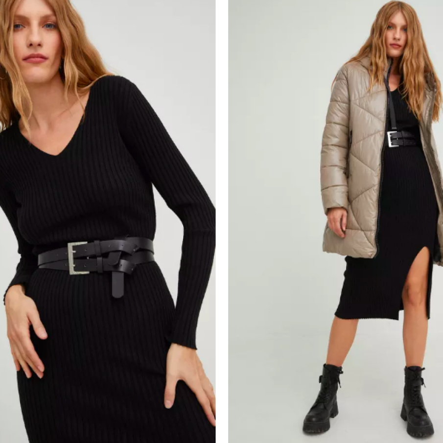 Answear Lab rochie din lână culoarea negru, midi, mulată