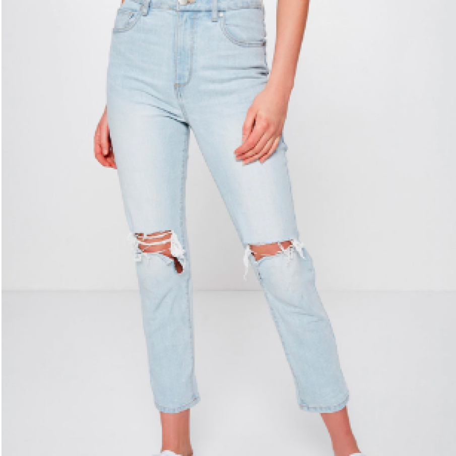 Cotton On, Blugi mom fit cu talie înaltă, Albastru deschis