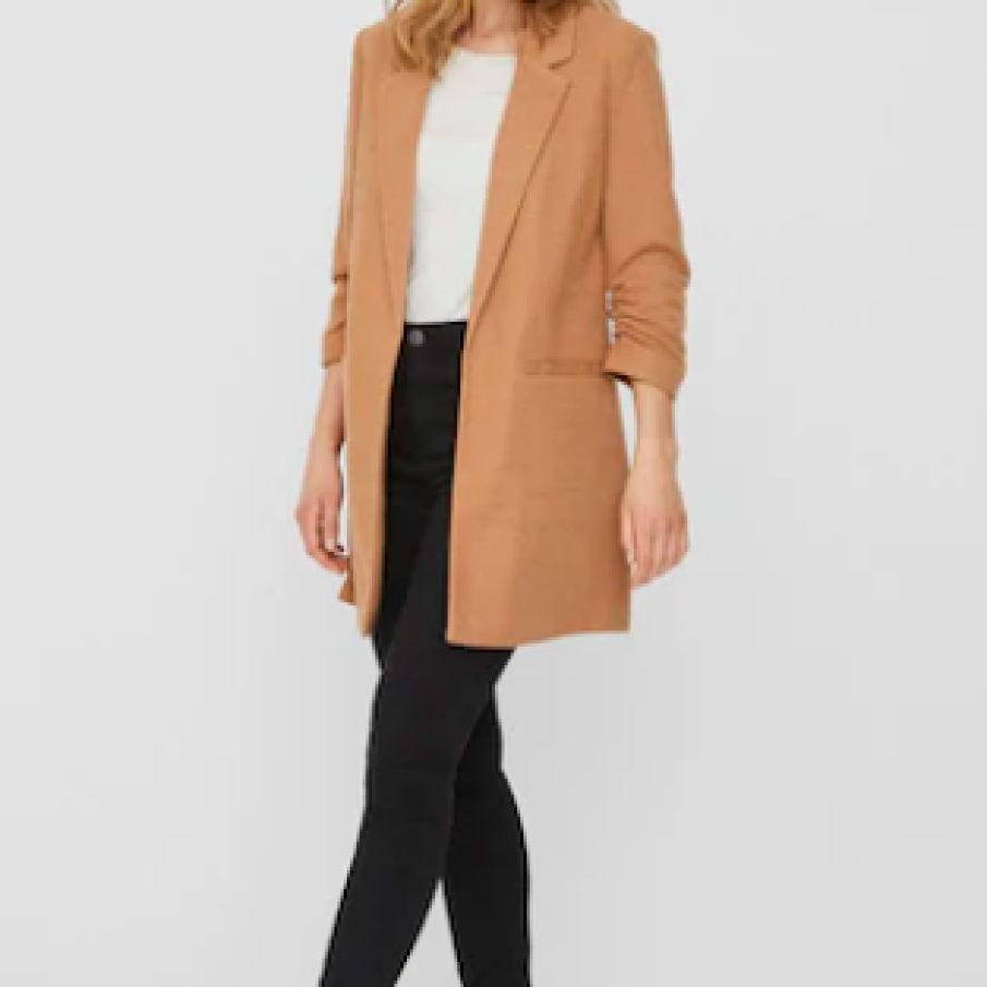 Vero Moda, Sacou lung fără închidere Rica, Maro caramel