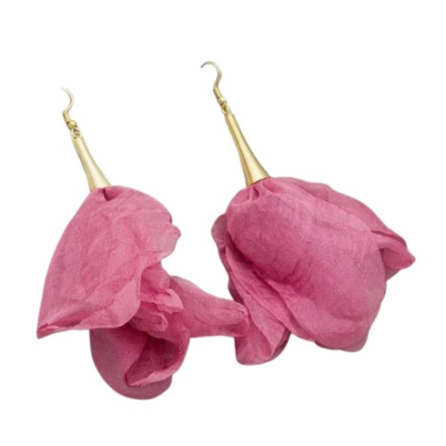 Cercei statement Syggy, din material textil, cu ajutorul cărora poți crea un look spectaculos 