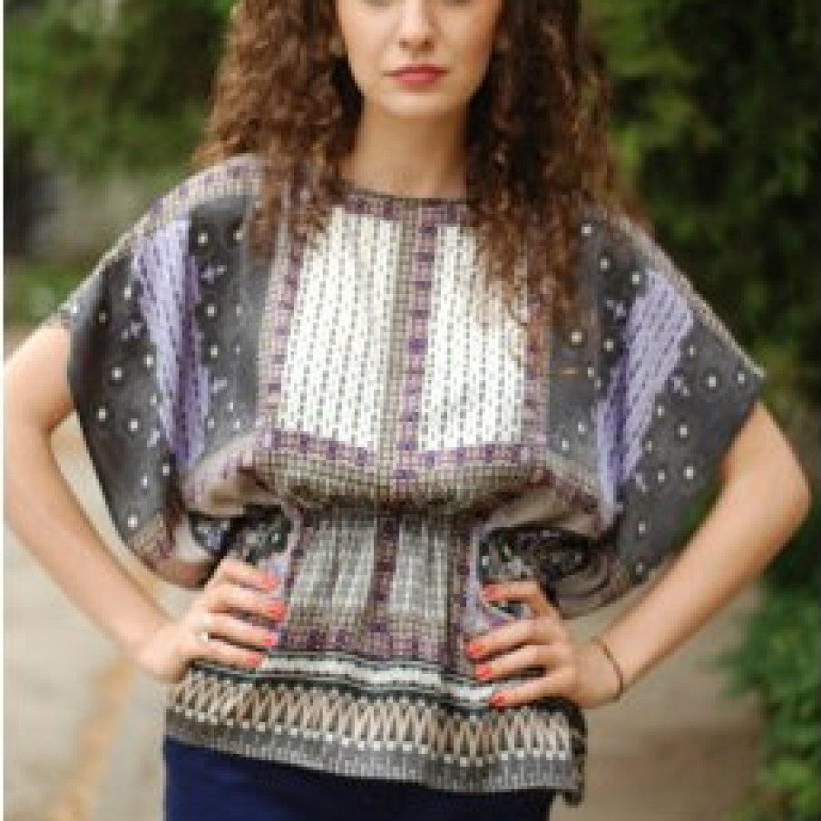 Bluza cu imprimeu in culoarea mov 