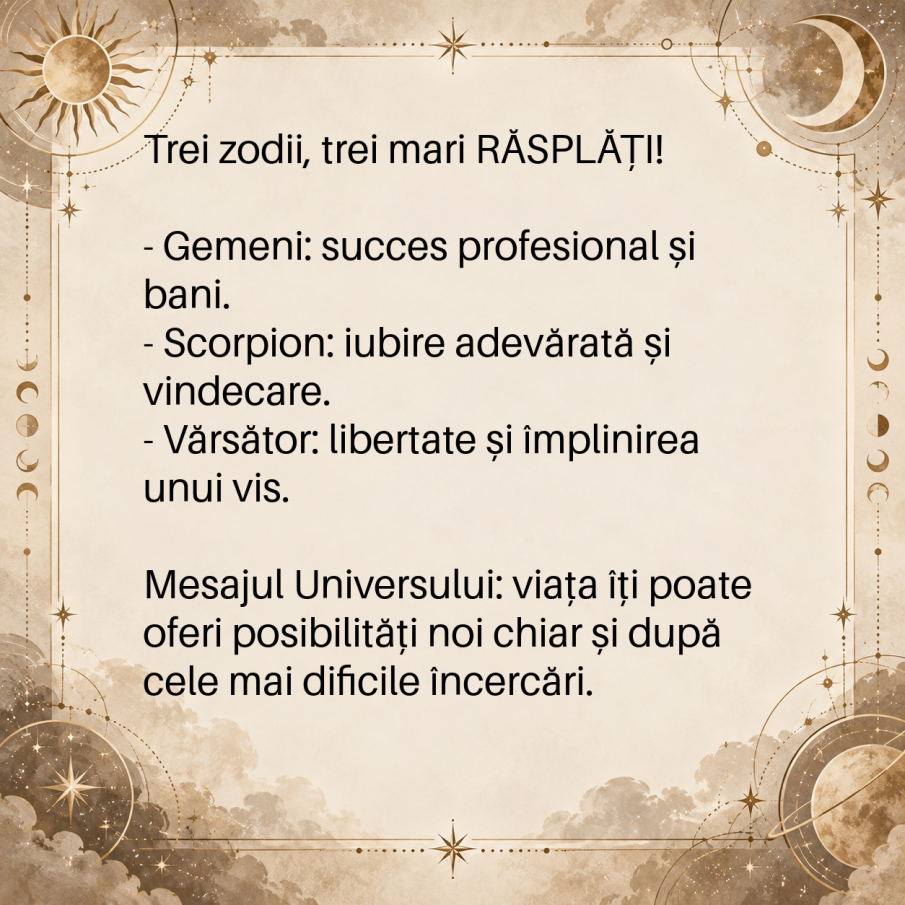 Universul schimbă regulile jocului! 3 zodii primesc o RĂSPLATĂ URIAȘĂ după o perioadă de chin