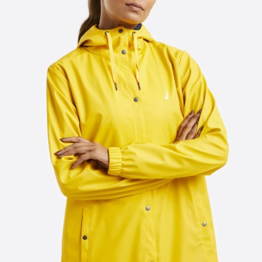 Pelerină de ploaie galbenă de la Nautică, cu buzunare cu refilet și glugă încorporată