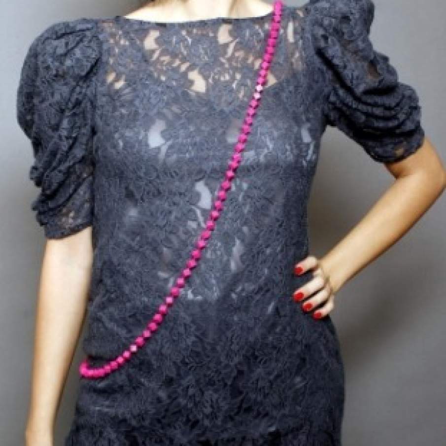 Bluza maxi gri, dantelata