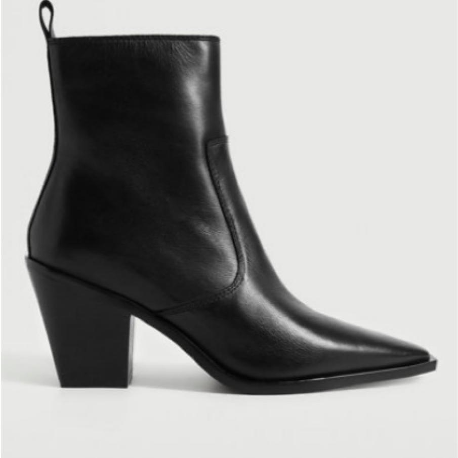 Mango Botine de piele cu toc cubanez Rodeo