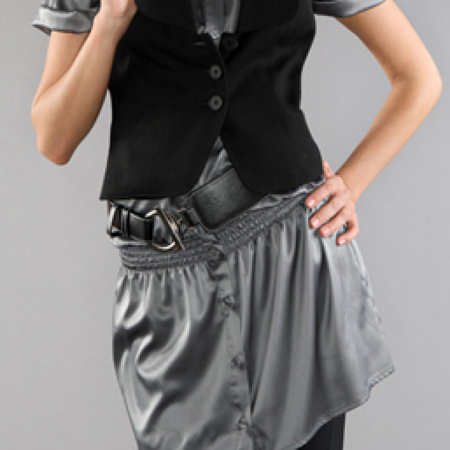 Jacheta-vesta cu maneca scurta si guler rotunjit