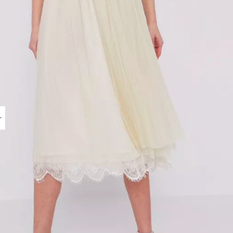 Twinset - Fustă midi diafană cu broderie, albă