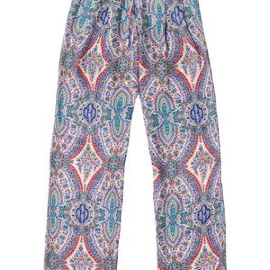 Pantaloni dama de vara, largi, c imprimeu boho chic colorat